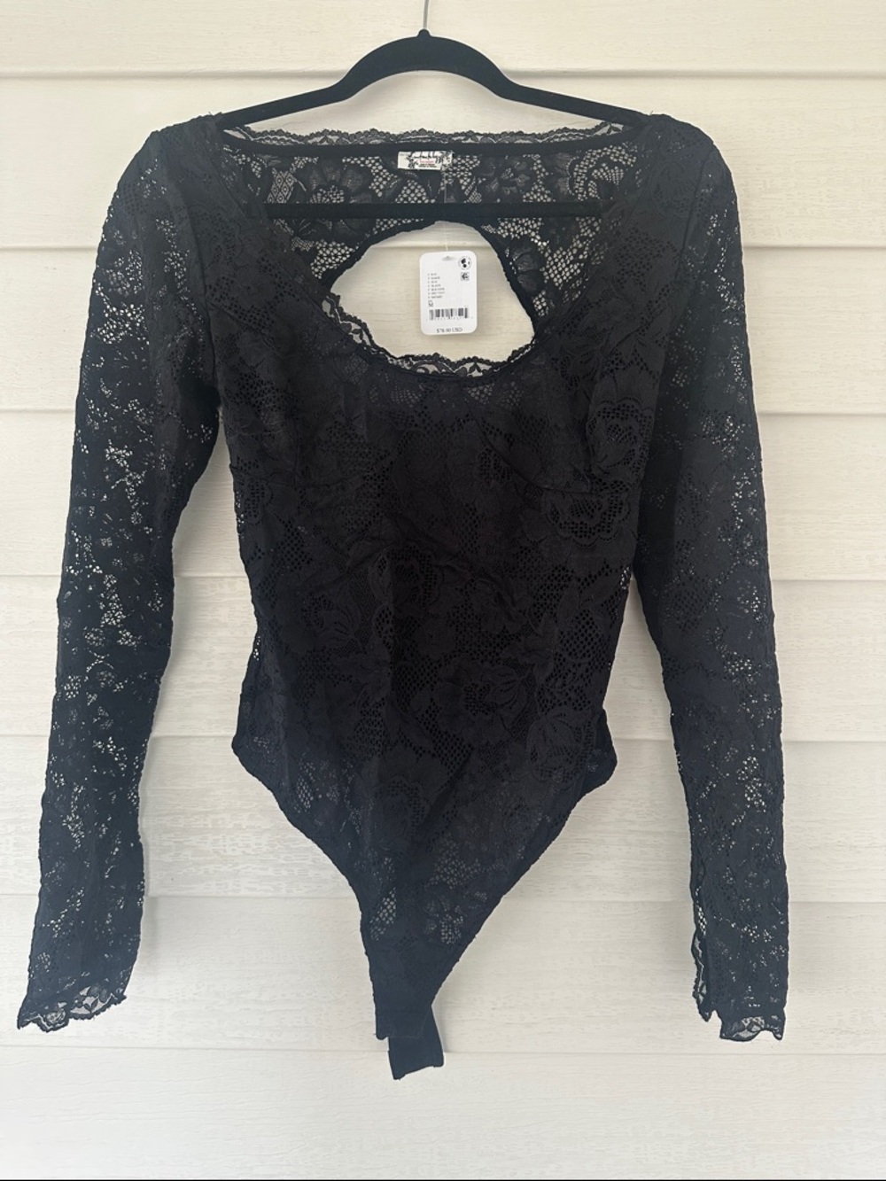 Black Lace Long-Sleeve Bodysuit - Women Tops